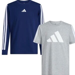 NWT Adidas Youth size 18/20 Blue and Gray Shirt Set